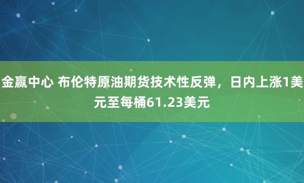 金赢中心 布伦特原油期货技术性反弹，日内上涨1美元至每桶61.23美元